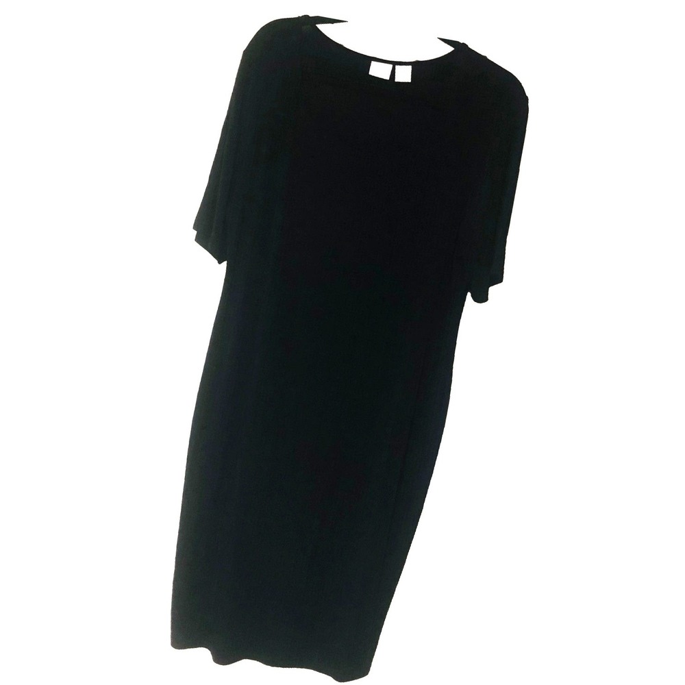 Chico's 3 Black Midi Dress LBD Minimalist Goth Whimsigoth Capsule Slinky Women L